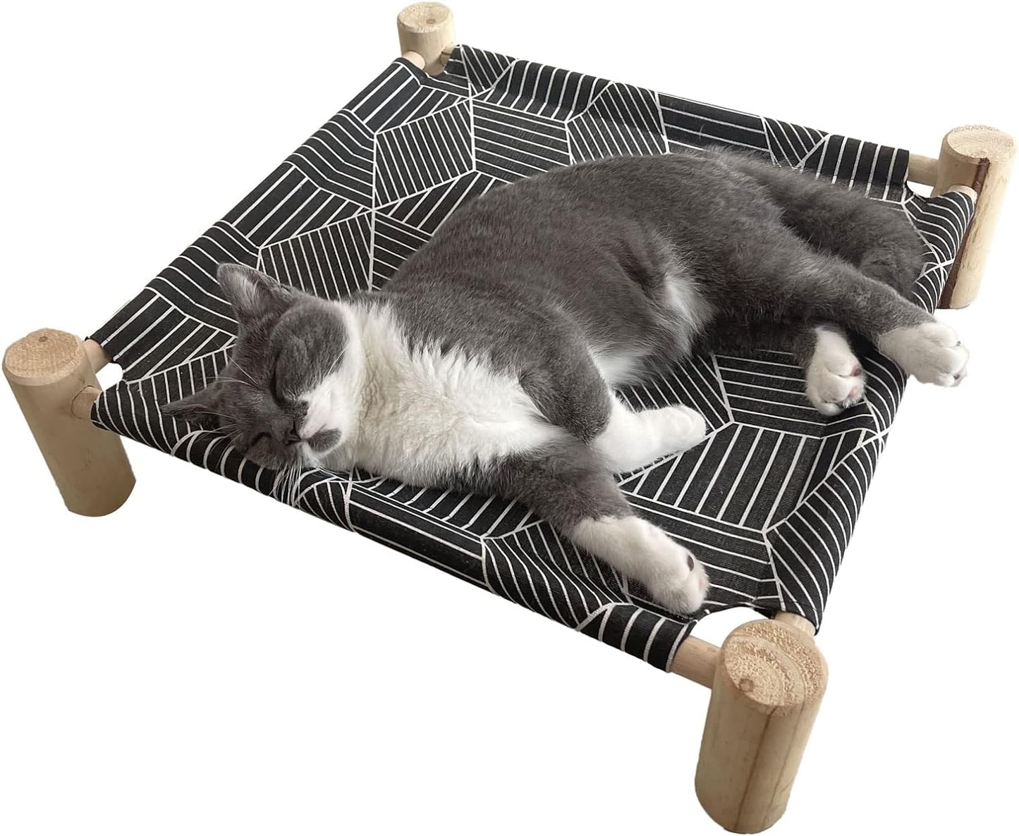 Cat/Dog Bed Hammock Cat Bed, Wooden Dog Elevated Indoor Outdoor Beds, Raised Cat