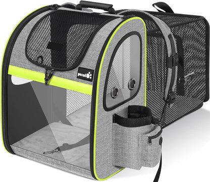 Pet Carrier Backpack, Cat Backpack Carrier, Expandable with Breathable Mesh for Small Dogs Cats Puppies, Dog Backpack Carrier for Hiking Travel Camping Outdoor, Hold Pets up to 18 Lbs