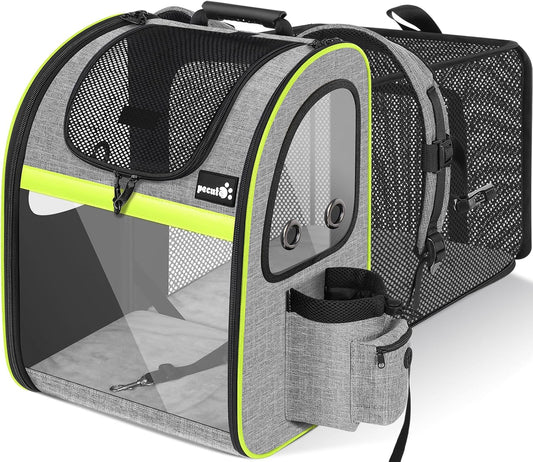 Pet Carrier Backpack, Cat Backpack Carrier, Expandable with Breathable Mesh for Small Dogs Cats Puppies, Dog Backpack Carrier for Hiking Travel Camping Outdoor, Hold Pets up to 18 Lbs