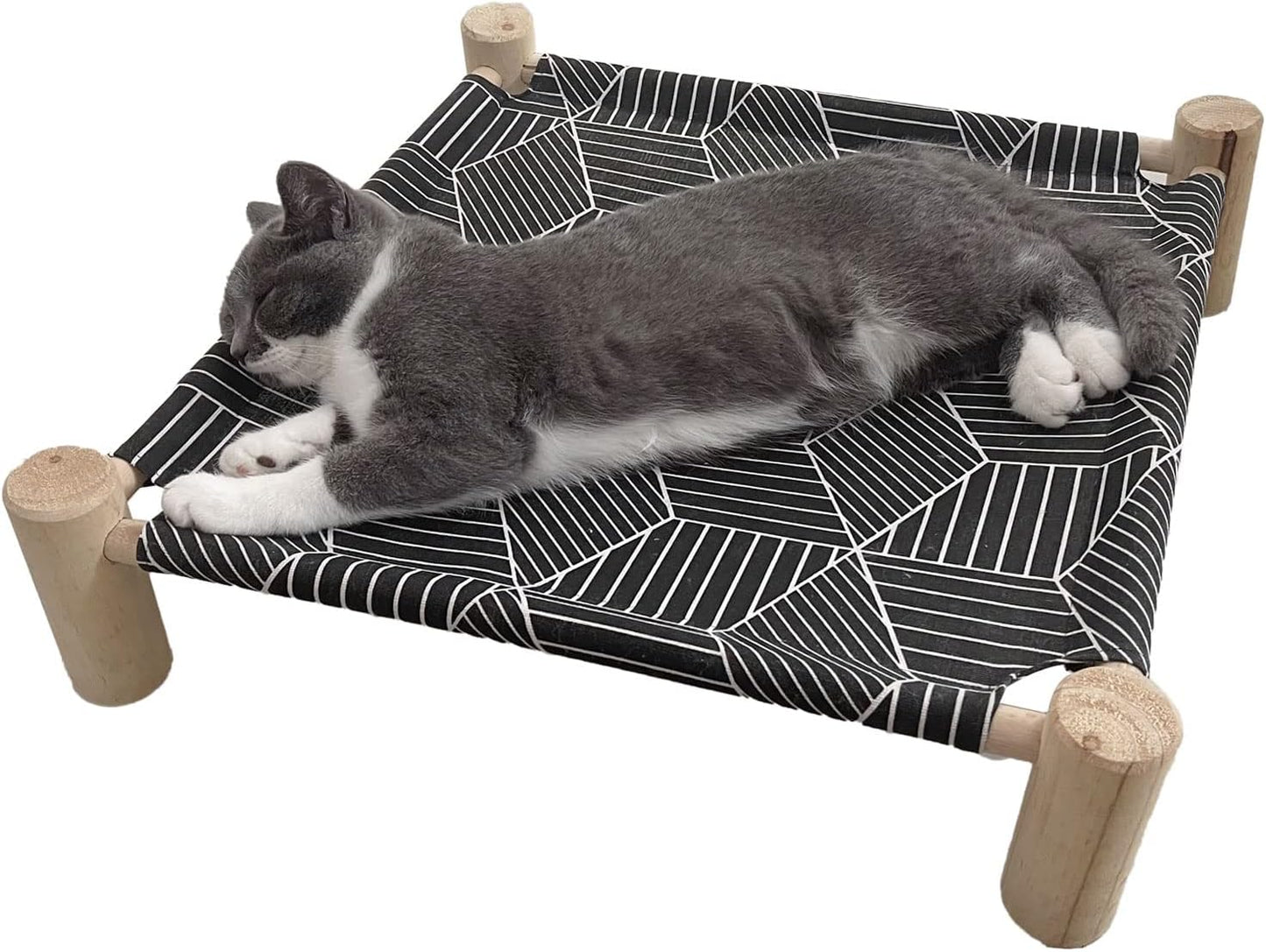 Cat/Dog Bed Hammock Cat Bed, Wooden Dog Elevated Indoor Outdoor Beds, Raised Cat