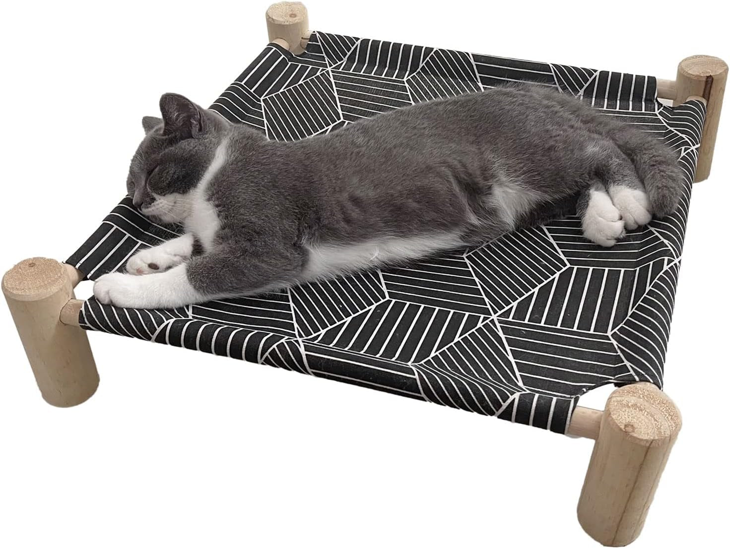 Cat/Dog Bed Hammock Cat Bed, Wooden Dog Elevated Indoor Outdoor Beds, Raised Cat