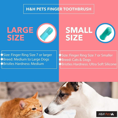 Dog Finger Toothbrushes - Professional Pet Finger Dental Brush Set for Dogs Puppies Cats, Soft Bristles, Size Small 4 Count-Silicon