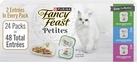 Purina  Gourmet Wet Cat Food Variety Pack, Petites Gravy Collection, Break-Apart Tubs, 48 Servings - (Pack of 24) 2.8 Oz. Tubs