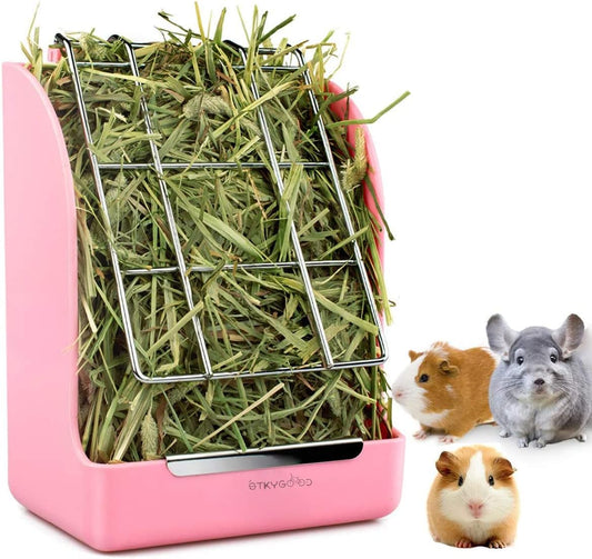 Rabbit Feeder Bunny Guinea Pig Hay Feeder, Hay Guinea Pig Hay Feeder, Chinchilla Plastic Food Bowl (Blue) (Pink)