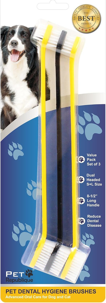 Dog Toothbrush Set of 6 – Dual Headed Dental Hygiene Brushes for Small to Large Dogs, Cats, and Most Pets