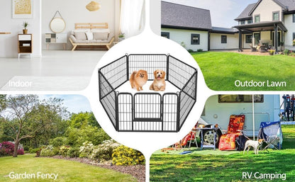 Yaheetech Wide Panel Dog Playpen, 6 Panels 24 Inch High Pet Pen with Gate, Portable Indoor Outdoor Fence for Small/Medium Breed Dogs