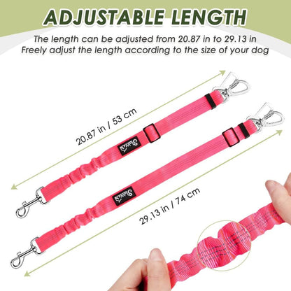 Dog Seatbelt, 2 Pack Dog Seat Belt Car Leash Adjustable Elastic Bungee Buffer Heavy Duty Nylon Reflective Pet Safety Tether Connect to Dog Harness for Travel Riding in Vehicle (Daul Clip, FL)