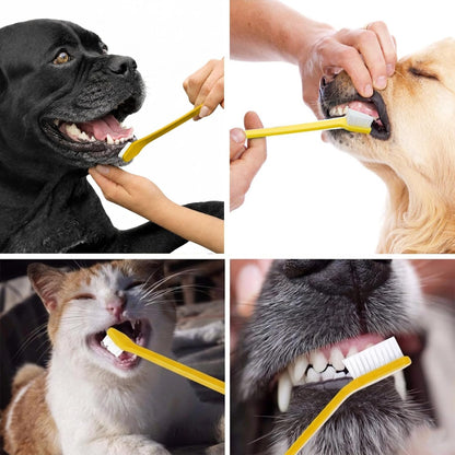 Dog Toothbrush Set of 6 – Dual Headed Dental Hygiene Brushes for Small to Large Dogs, Cats, and Most Pets