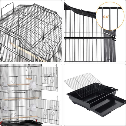 Yaheetech 64'' Bird Cage, Open Top Parakeet Cage W/Slide-Out Tray, Feeders, Detachable Rolling Stand, Bird Cages for Parrot, Cockatiel, Budgie, Parakeets, Lovebird, Small Medium Birds