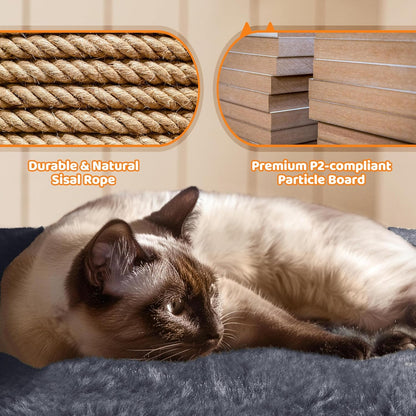 Yaheetech | 68.5In Cat Tree | for Large Cats | Multi-Level Cat Tower with 3 Wide Perches, Large Condo | Stable Pet Play House W/Sisal-Covered Scratching Posts & Board | Dark Gray