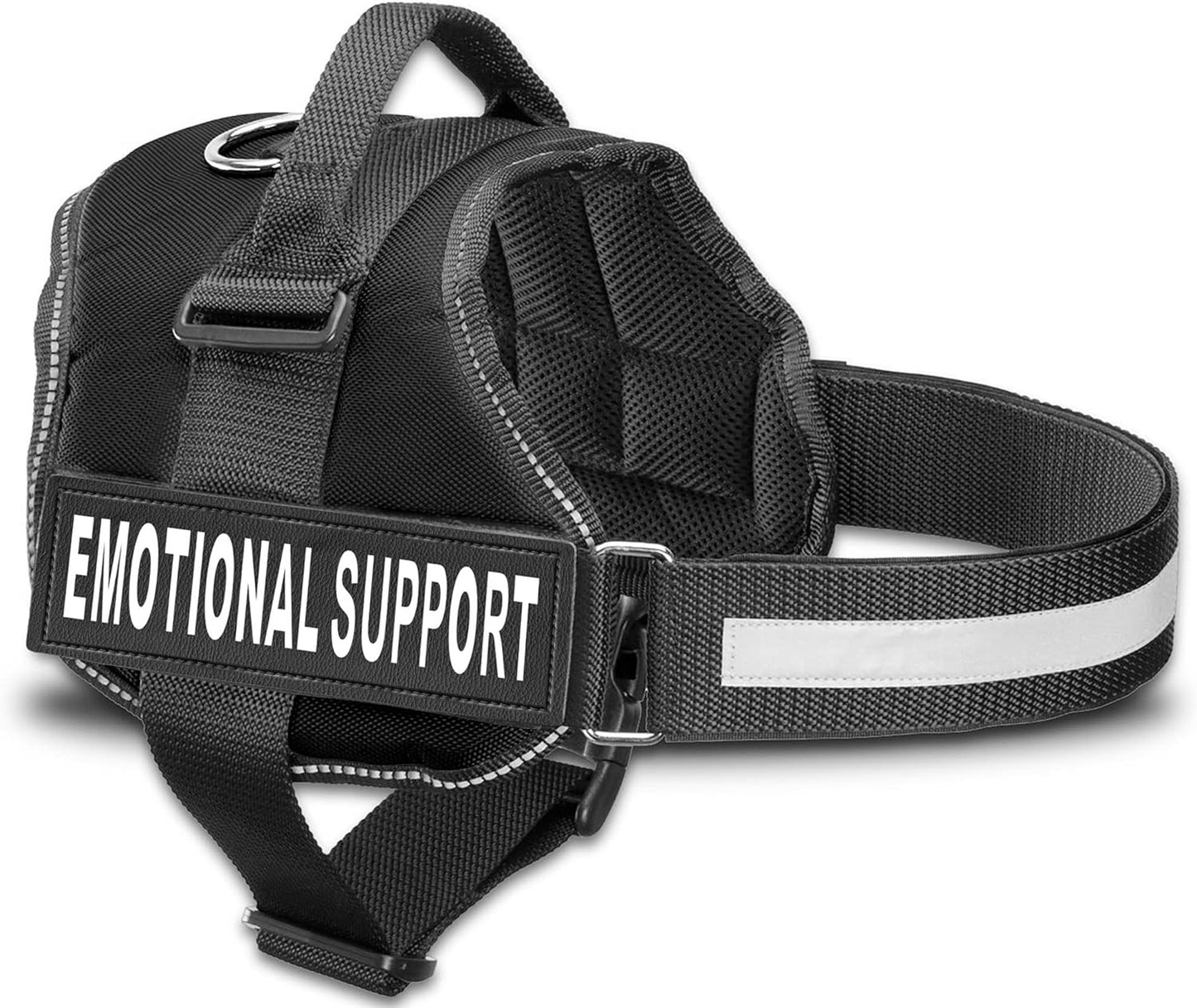 Emotional Support Vest Harness - Durable and Adjustable Dog Vest with Reflective Straps, Removable Patches, Handle & D-Ring, Travel and Daily Use, Small 19.5-25" - Black