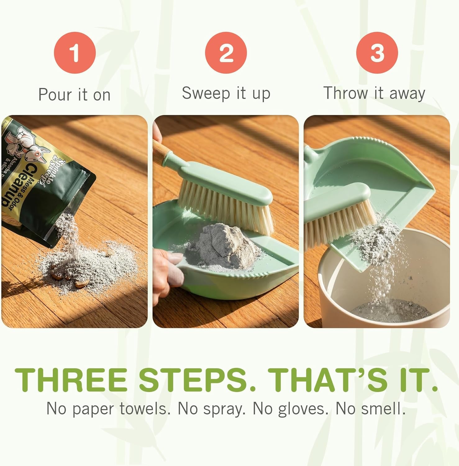 : Pet Mess & Odor Cleanup Duo - 15Oz Bag & Dustpan Broom - Dog Accident Clumping Powder, Remove Urine-Poop-Vomit from Hard Services