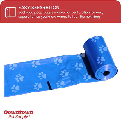 Poop Bags for Dogs with Dispenser, 500 Count - Leak-Proof Dog Waste Bags and Bone-Shaped Dog Poop Bags Holder for Leash - Rainbow with Paw Prints, 12.5" X 8.5"