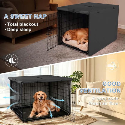 Dog Crate Cover Heavy Duty Polyester Pet Kennel Sunshade Universal Fit for 36 Inches Wire Cage (Black)