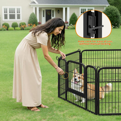 Yaheetech Wide Panel Dog Playpen, 6 Panels 24 Inch High Pet Pen with Gate, Portable Indoor Outdoor Fence for Small/Medium Breed Dogs