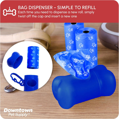 Poop Bags for Dogs with Dispenser, 500 Count - Leak-Proof Dog Waste Bags and Bone-Shaped Dog Poop Bags Holder for Leash - Rainbow with Paw Prints, 12.5" X 8.5"