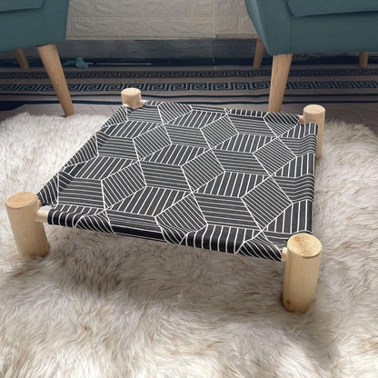 Cat/Dog Bed Hammock Cat Bed, Wooden Dog Elevated Indoor Outdoor Beds, Raised Cat