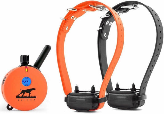 E-Collar the Upland Dog Training Collar W/Remote - 100 Levels of Safe Stimulation, Night Light, Waterproof, Rechargeable, Includes Premium Finger Clicker for 1 Mile 2 Med/Large Dogs, Orange