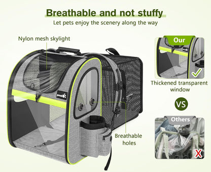Pet Carrier Backpack, Cat Backpack Carrier, Expandable with Breathable Mesh for Small Dogs Cats Puppies, Dog Backpack Carrier for Hiking Travel Camping Outdoor, Hold Pets up to 18 Lbs