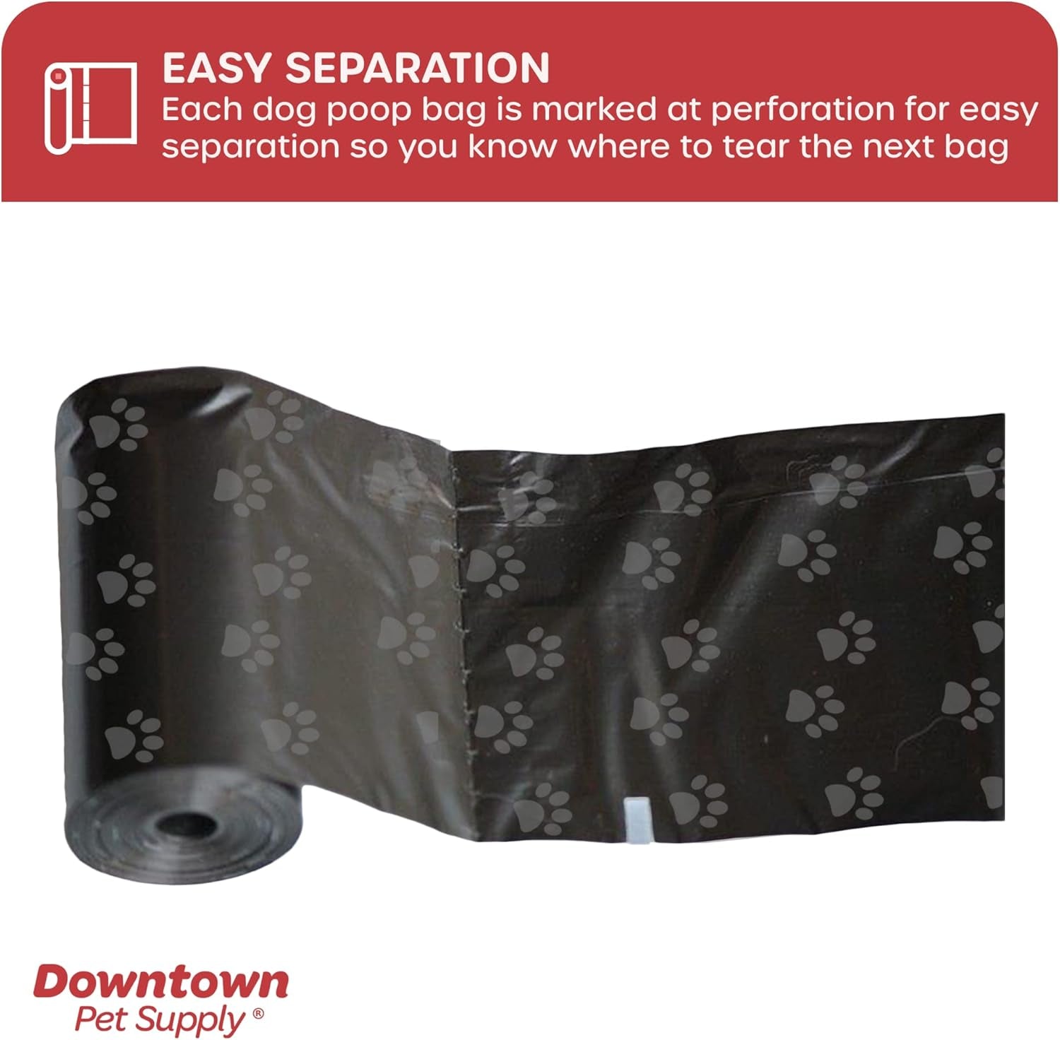 500 Pet Waste Bags, Dog Waste Bags, Bulk Poop Bags with Leash Clip and Bone Bag Dispenser - (500 Bags, Black with Paw Prints)