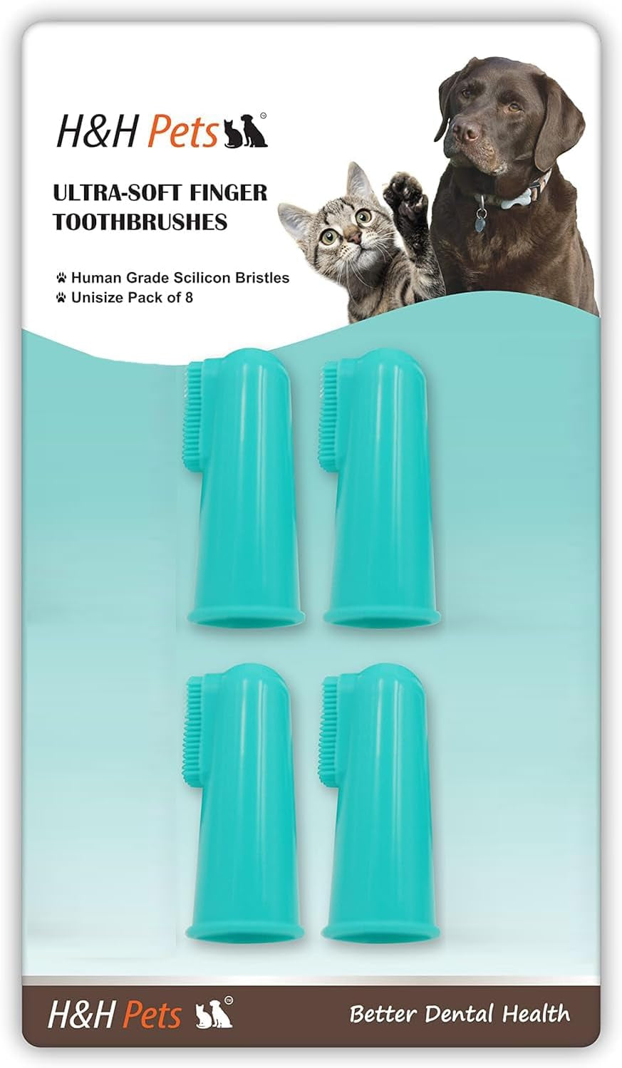 Dog Finger Toothbrushes - Professional Pet Finger Dental Brush Set for Dogs Puppies Cats, Soft Bristles, Size Small 4 Count-Silicon