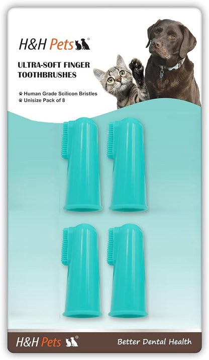 Dog Finger Toothbrushes - Professional Pet Finger Dental Brush Set for Dogs Puppies Cats, Soft Bristles, Size Small 4 Count-Silicon