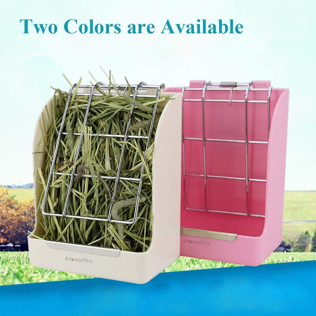 Rabbit Feeder Bunny Guinea Pig Hay Feeder, Hay Guinea Pig Hay Feeder, Chinchilla Plastic Food Bowl (Blue) (Pink)