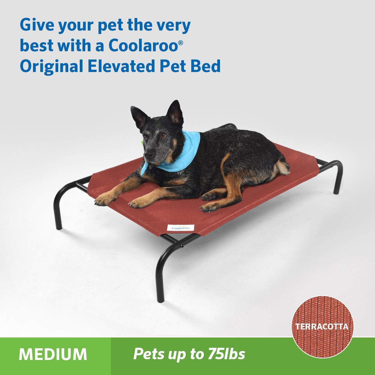 Original Elevated Dog Bed - Breathable Off-The-Ground Pet Bed with Cooling Fabric, Joint Relief & Moisture-Resistant Fabric, 100% Recyclable, Easy Clean, Terracotta, Medium