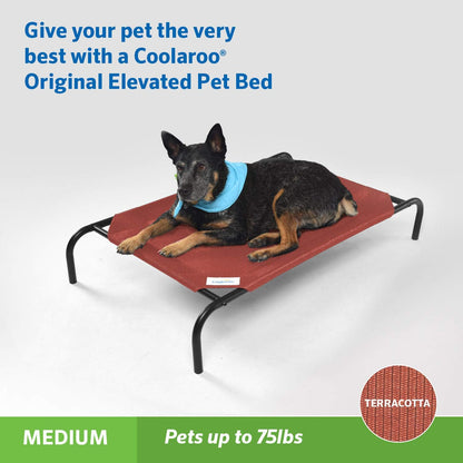 Original Elevated Dog Bed - Breathable Off-The-Ground Pet Bed with Cooling Fabric, Joint Relief & Moisture-Resistant Fabric, 100% Recyclable, Easy Clean, Terracotta, Medium