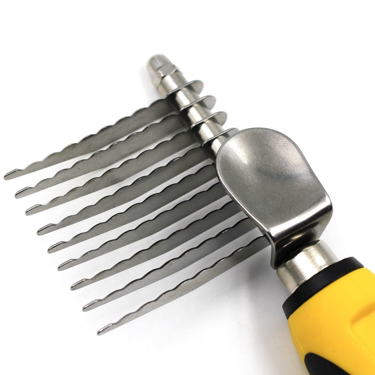 Dematting Tool for Dogs and Cats - Stainless Steel Matt Breaker Rake for Undercoat and Mat Brush - Knot Out for Long Haired Breed Pets