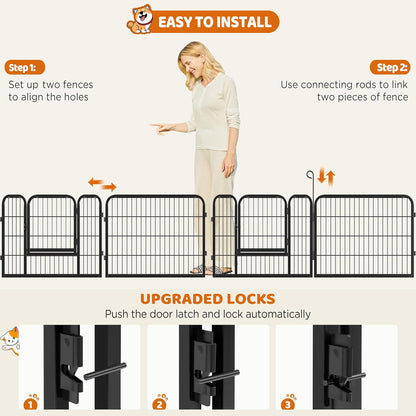 Yaheetech Wide Panel Dog Playpen, 6 Panels 24 Inch High Pet Pen with Gate, Portable Indoor Outdoor Fence for Small/Medium Breed Dogs