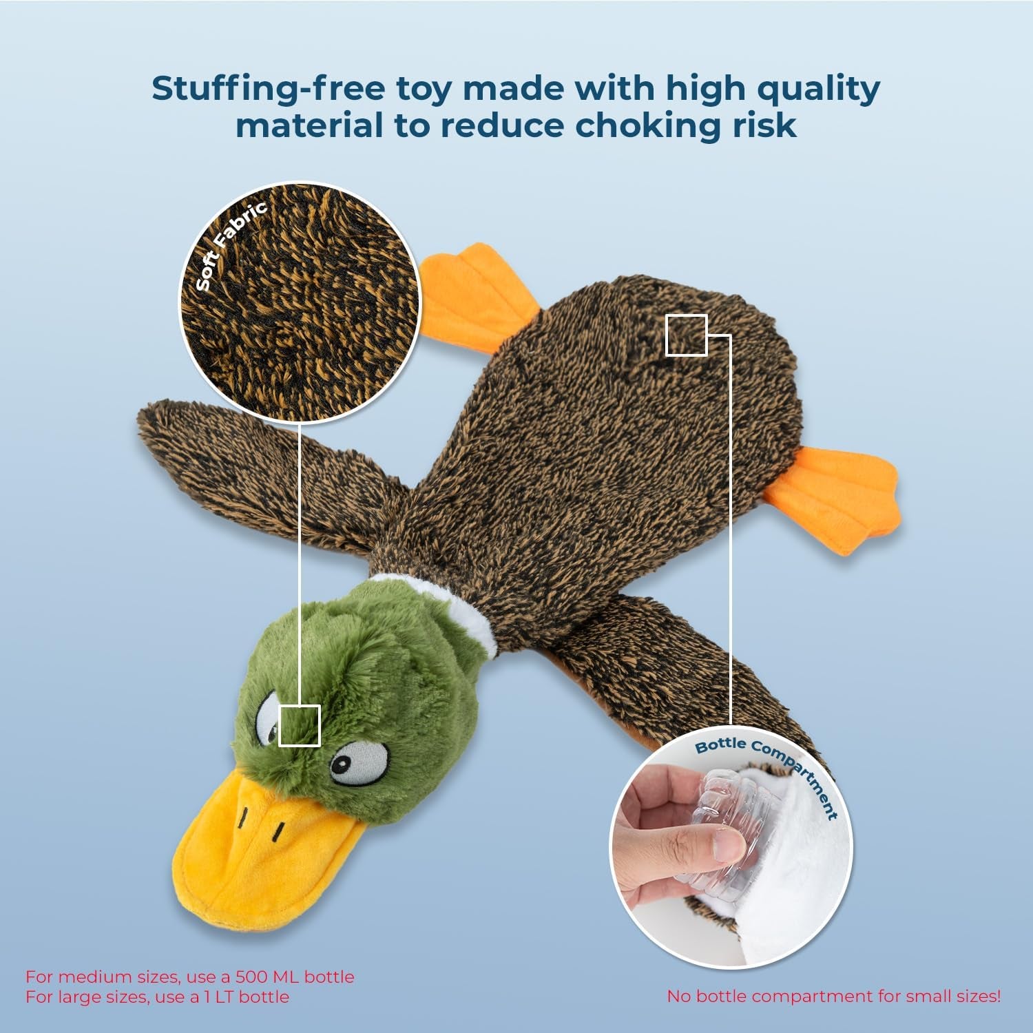 Squeaky Dog Toys with Soft Durable Fabric for Small, Medium and Large Pets Interactive Toy for Indoor Play, Supports Active Biting and Play - 1Wild Duck, Alligator, Medium