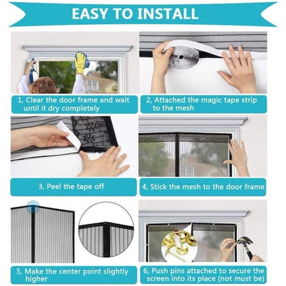 Magnetic Screen Door Retractable Mesh Net Pet Patio Hands Free Mosquito Magic