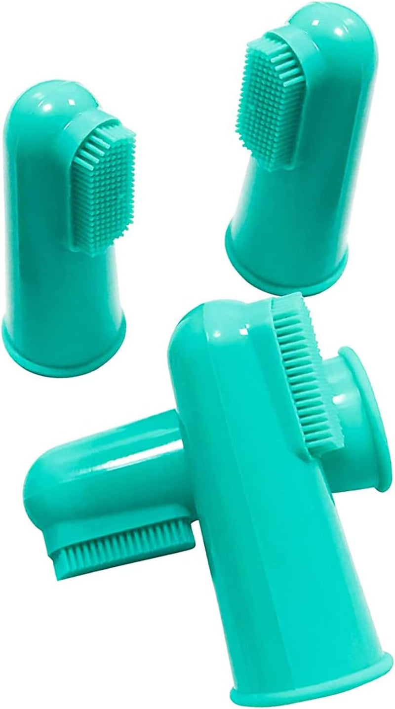 Dog Finger Toothbrushes - Professional Pet Finger Dental Brush Set for Dogs Puppies Cats, Soft Bristles, Size Small 4 Count-Silicon