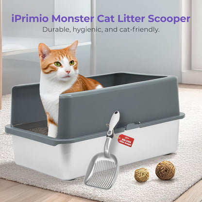 XL Cat Litter Sifter with Deep Shovel Patented Silver Poop Scooper with Solid Handle – Made up of Non Stick Plated, Solid Aluminum