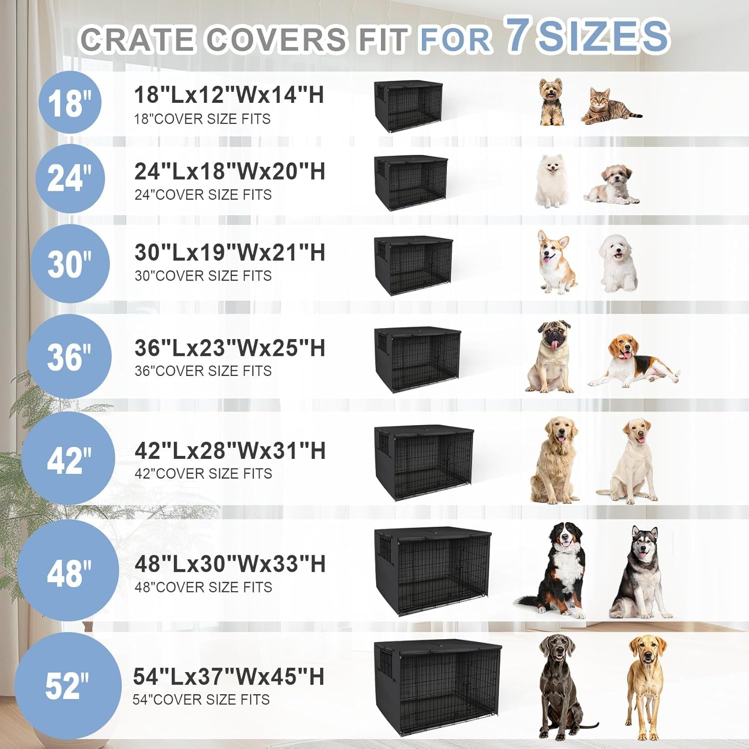 Dog Crate Cover Heavy Duty Polyester Pet Kennel Sunshade Universal Fit for 36 Inches Wire Cage (Black)