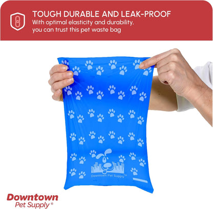Poop Bags for Dogs with Dispenser, 500 Count - Leak-Proof Dog Waste Bags and Bone-Shaped Dog Poop Bags Holder for Leash - Rainbow with Paw Prints, 12.5" X 8.5"