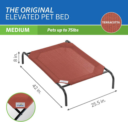 Original Elevated Dog Bed - Breathable Off-The-Ground Pet Bed with Cooling Fabric, Joint Relief & Moisture-Resistant Fabric, 100% Recyclable, Easy Clean, Terracotta, Medium