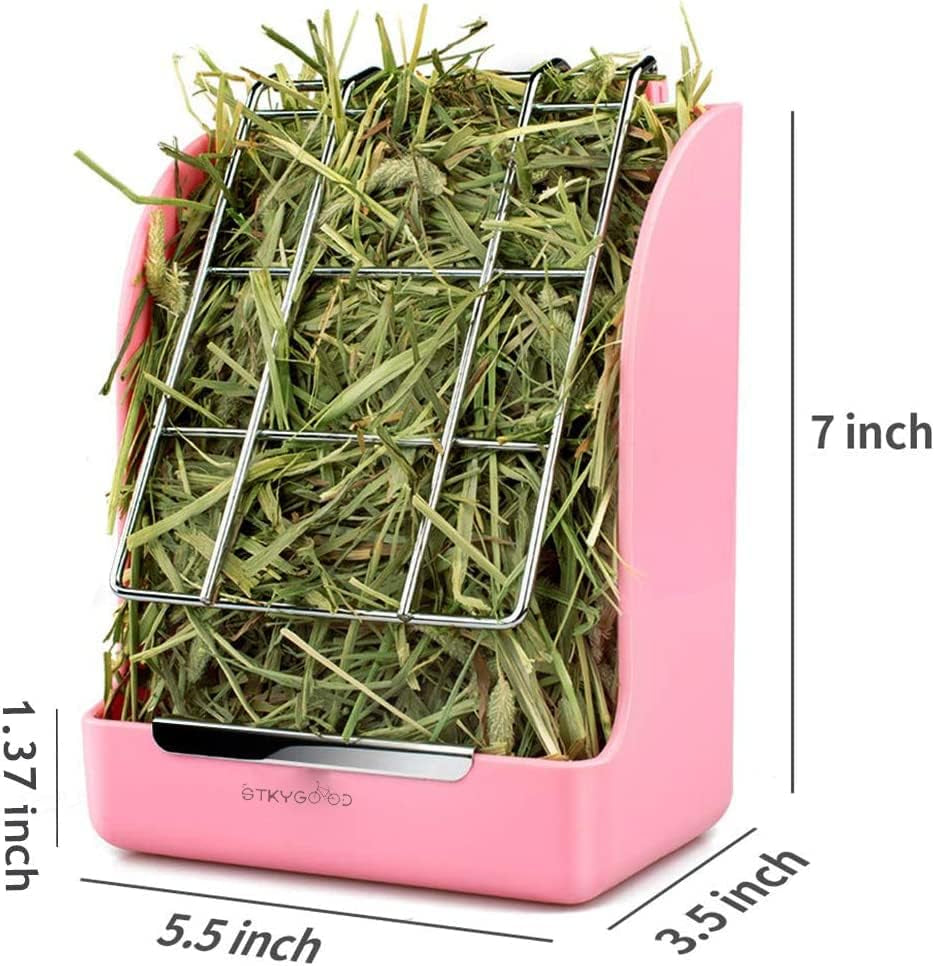 Rabbit Feeder Bunny Guinea Pig Hay Feeder, Hay Guinea Pig Hay Feeder, Chinchilla Plastic Food Bowl (Blue) (Pink)