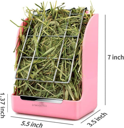 Rabbit Feeder Bunny Guinea Pig Hay Feeder, Hay Guinea Pig Hay Feeder, Chinchilla Plastic Food Bowl (Blue) (Pink)