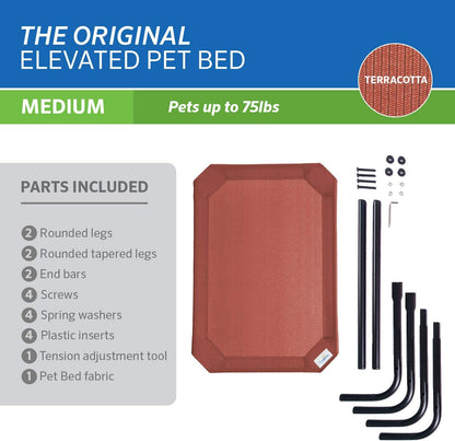 Original Elevated Dog Bed - Breathable Off-The-Ground Pet Bed with Cooling Fabric, Joint Relief & Moisture-Resistant Fabric, 100% Recyclable, Easy Clean, Terracotta, Medium