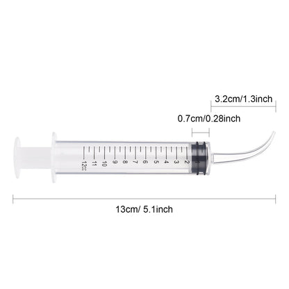 8 Pcs Syringe 12Cc Dental Irrigation Syringe with Curved Tip for Wisdom Teeth Measurement Disposable Water Oral Mouth Liquid Tonsil Stone Squirt Mouthwash Cleaner Syringes