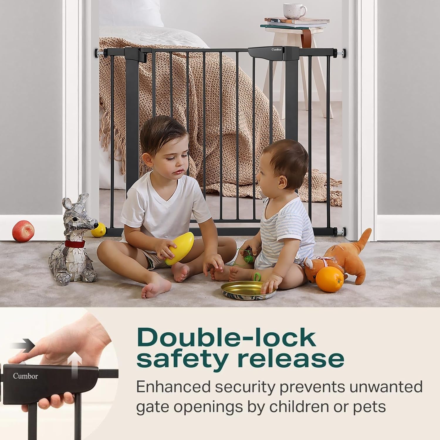 29.7-40.6" Baby Gate for Stairs, Mom'S Choice Awards Winner-Dog Gate for Doorways, Pressure Mounted Auto-Close Pet Gates for Dogs Indoor, Safety Child Gate with Easy Walk Thru Door, Black
