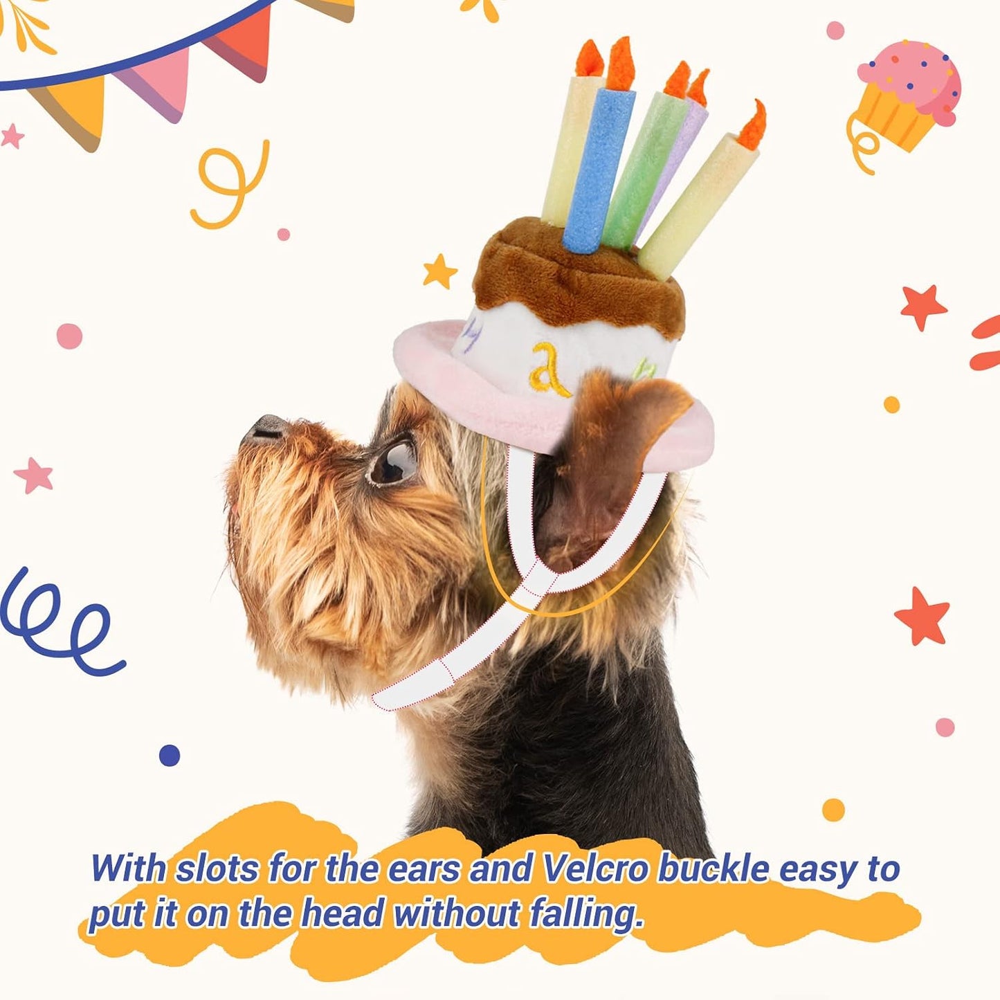 Cat Birthday Hat, Valentine Hat for Cats Small Dogs, Lucky Cat Birthday Cake Costume, Puppy Party Supplies, Small, Pink
