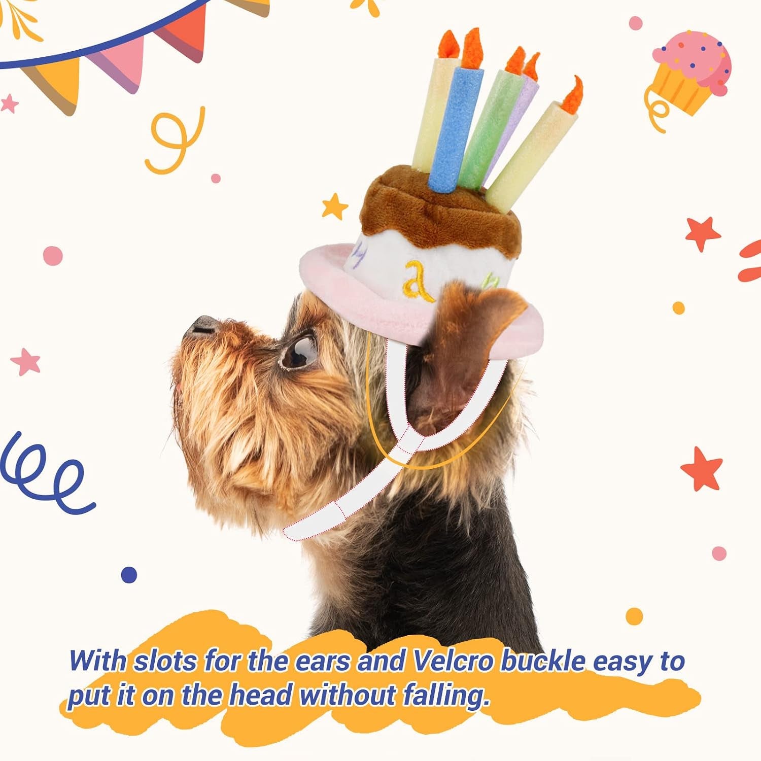 Cat Birthday Hat, Valentine Hat for Cats Small Dogs, Lucky Cat Birthday Cake Costume, Puppy Party Supplies, Small, Pink