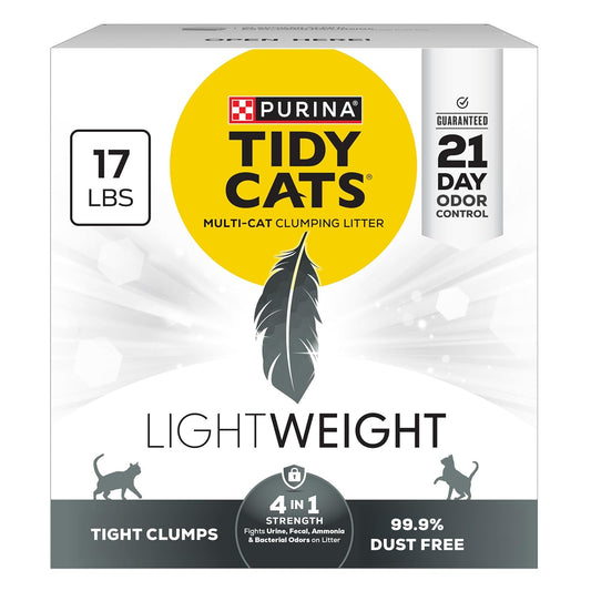 Lightweight 4-In-1 Strength Multi-Cat, Odor Control, Clumping, 99.9 Percent Dust Free Cat Litter - 17 Lb. Box
