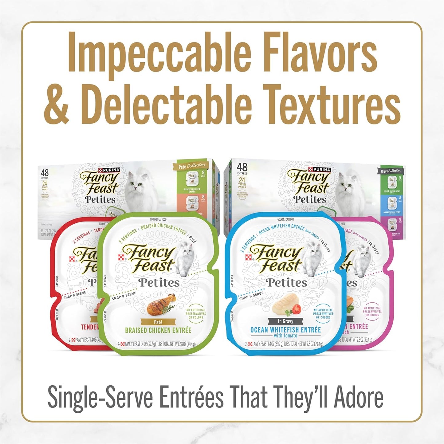 Purina  Gourmet Wet Cat Food Variety Pack, Petites Gravy Collection, Break-Apart Tubs, 48 Servings - (Pack of 24) 2.8 Oz. Tubs