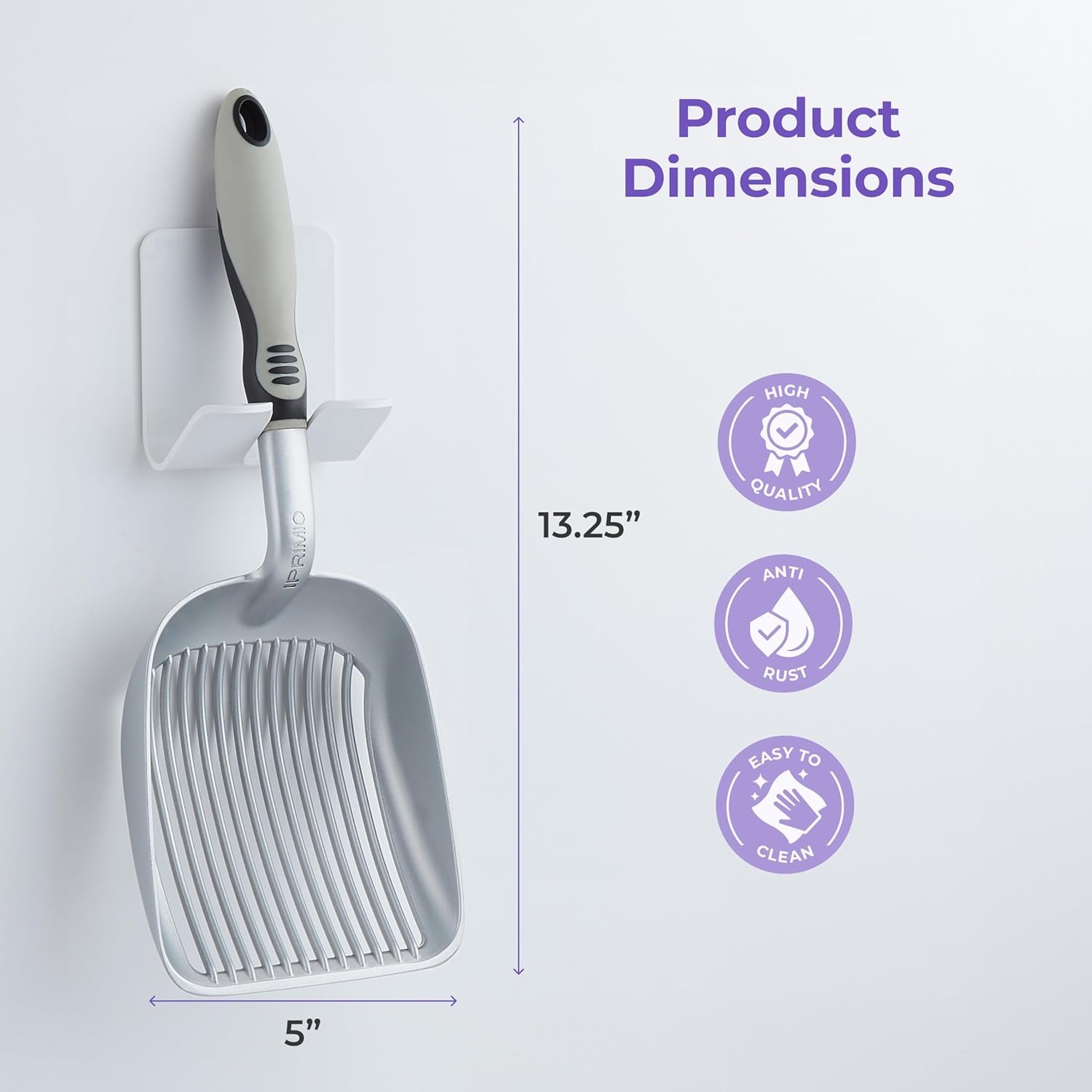 XL Cat Litter Sifter with Deep Shovel Patented Silver Poop Scooper with Solid Handle – Made up of Non Stick Plated, Solid Aluminum