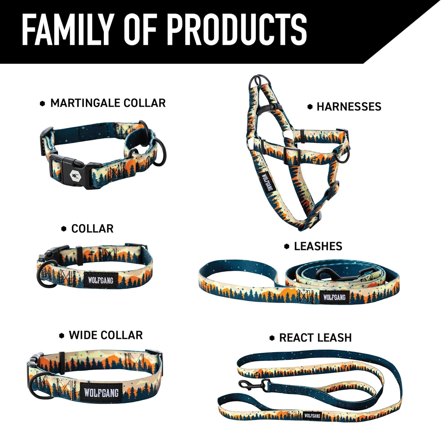 Wolfgang Heavy Duty, Adjustable Dog Collar with Quick Release Nylon Buckle for Walking & Training, Overland Print, Large