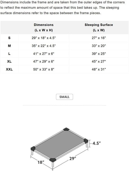 Chew Proof Elevated Cooling Dog Bed - Made for Aggressive Chewers, Virtually Indestructible, Ripstop Fabric with No Padding, Pre-Assembled - Small, Seasonal (Old) Black
